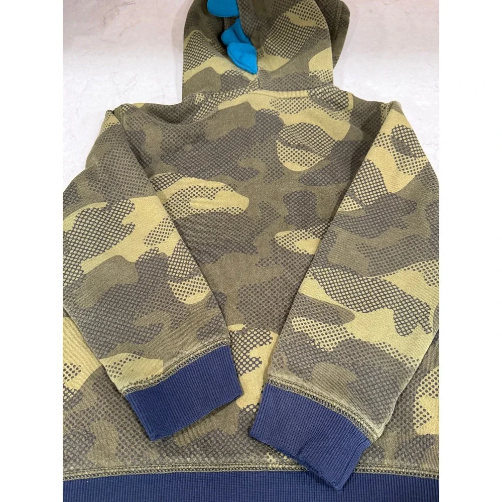 Gymboree Boys Green Camo Dinosaur Zip Up Hoodie Sweatshirt Spikes 4T